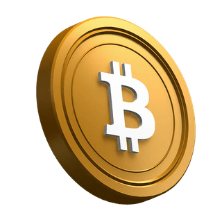Schuin gepositioneerde Bitcoin BTC-munt als grafisch element in de hero-sectie