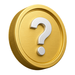 Decoratief element op FAQ-pagina: een 3D gouden munt met vraagteken